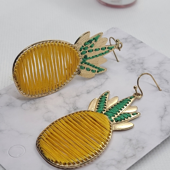 Yellow and Green Pineapple Earrings - Picture 8 of 17